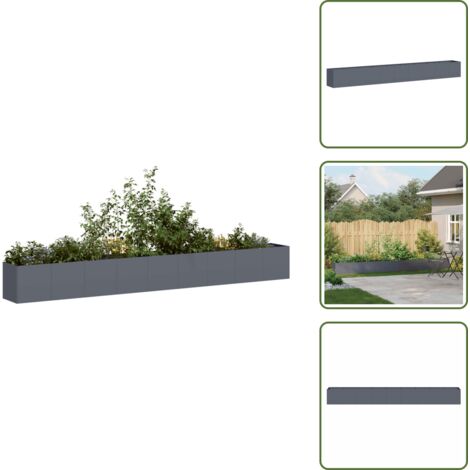 The Living Store Jardinera de acero laminado en frío antracita 360x40x40 cm - Jardinera de acero laminado en frío
