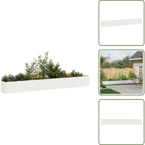 The Living Store Jardinera de acero laminado en frío blanco 360x40x40 cm - Jardinera de acero laminado en frío
