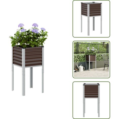 The Living Store Jardinera de acero marrón 45x45x88 cm - Jardinera de exterior