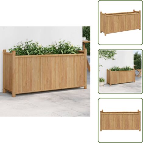 The Living Store Jardinera de bambú 100x30x50 cm - Macetero de bambú