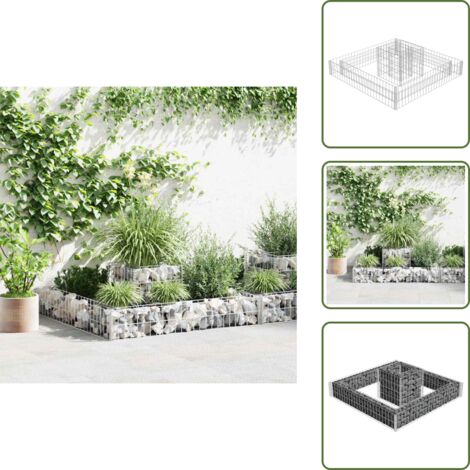 The Living Store Jardinera de gaviones de acero 120x120x20 cm - Gavión de acero