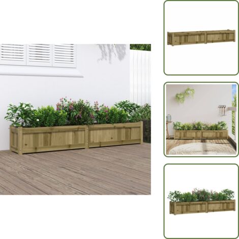 The Living Store Jardinera de madera de pino impregnada 180x31x31 cm - Jardinera de exterior