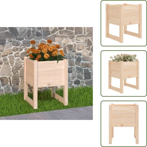 The Living Store Jardinera de madera maciza de pino 40x40x52,5 cm - Maceta decorativa