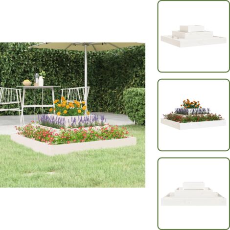 The Living Store Jardinera de madera maciza de pino blanco 80x80x27 cm - Maceta de pino