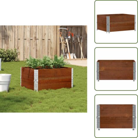The Living Store Jardinera de madera maciza de pino marrón 80x60 cm - Jardinera de pino