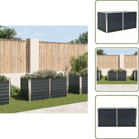 The Living Store Jardinera elevada acero galvanizado gris antracita 160x80x77cm - Jardinera elevada