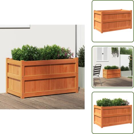 The Living Store Jardinera exterior madera maciza pino marrón cera 90x50x50 cm - Madera maciza