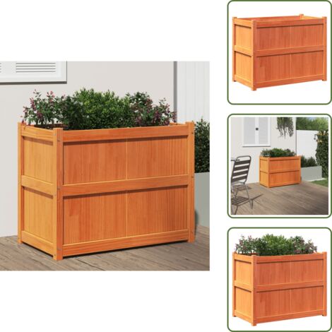 The Living Store Jardinera exterior madera maciza pino marrón cera 90x50x70 cm - Madera maciza