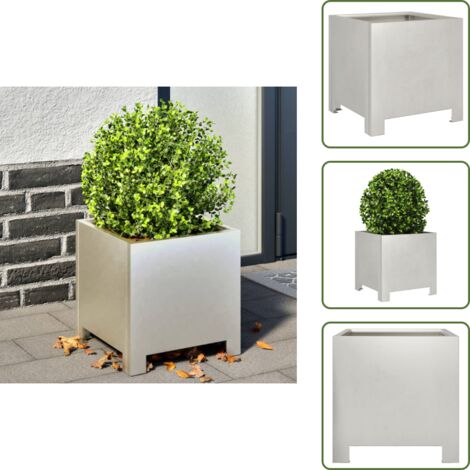The Living Store Jardinera hexagonal de acero inoxidable 30x30x30 cm - Macetero