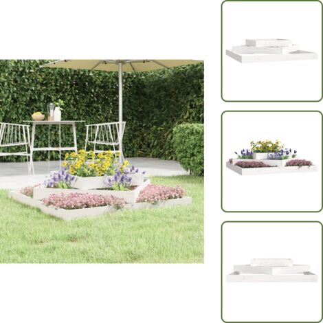 The Living Store Jardinera madera maciza de pino blanco 112x112x27 cm - Maceta de pino