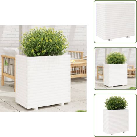 The Living Store Jardinera madera maciza de pino blanco 70x40x72,5 cm - Jardinera de pino