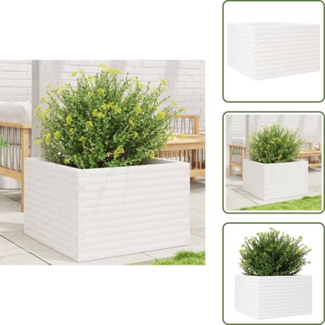 The Living Store Jardinera madera maciza de pino blanco 70x70x46 cm - Jardinera de pino