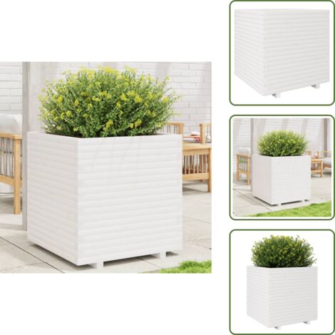 The Living Store Jardinera madera maciza de pino blanco 70x70x72,5 cm - Jardinera de pino