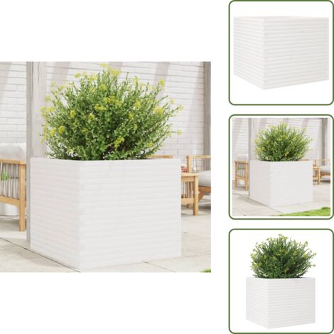The Living Store Jardinera madera maciza de pino blanco 80x80x68,5 cm - Jardinera de pino