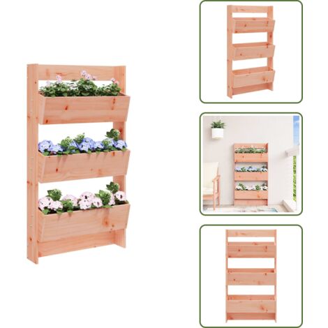 The Living Store Jardinera pared 3 niveles madera maciza Douglas 60x18,5x110 cm - Macetero de pared