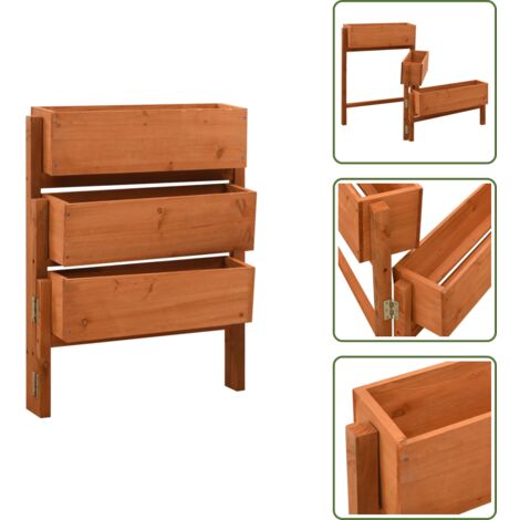 The Living Store Jardinera plegable de jardín madera abeto naranja 60x14x75 cm - Maceta de madera