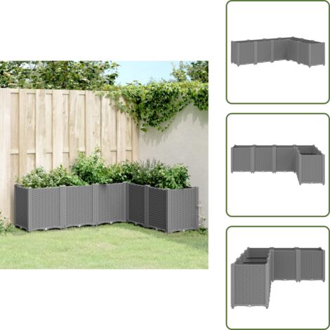 The Living Store Jardinera PP gris claro 160x120x53 cm - Jardinera de patio