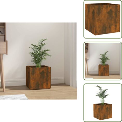 The Living Store Jardinera roble ahumado 40x40x40 cm madera de ingeniería - Maceta de madera