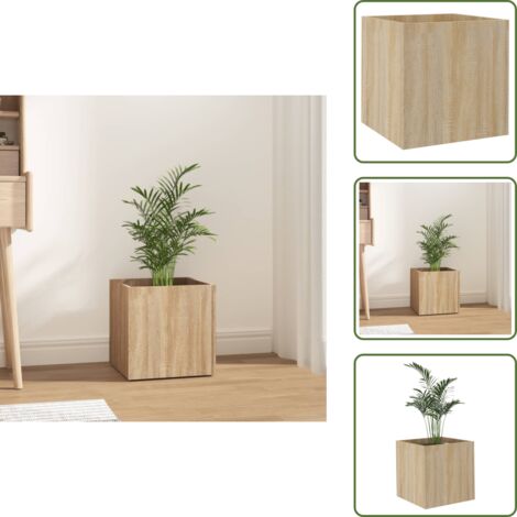The Living Store Jardinera roble Sonoma 40x40x40 cm madera de ingeniería - Maceta de madera