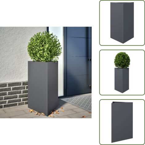 The Living Store Jardinera triangular acero gris antracita 50x43x75 cm - Macetero de jardín