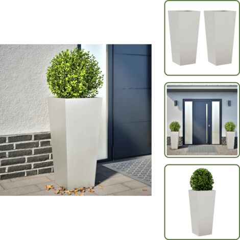 The Living Store Jardineras 2 uds de acero inoxidable 35x35x75 cm - Macetas para jardín