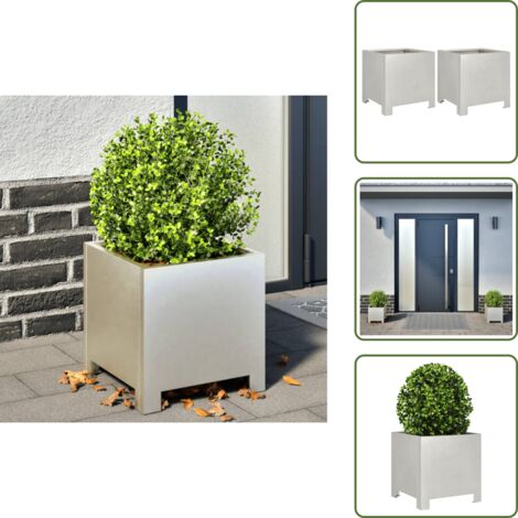 The Living Store Jardineras 2 unidades acero inoxidable 30x30x30 cm - Maceteros