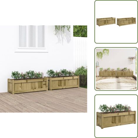The Living Store Jardineras de exterior 2 unidades madera impregnada de pino - Jardinería