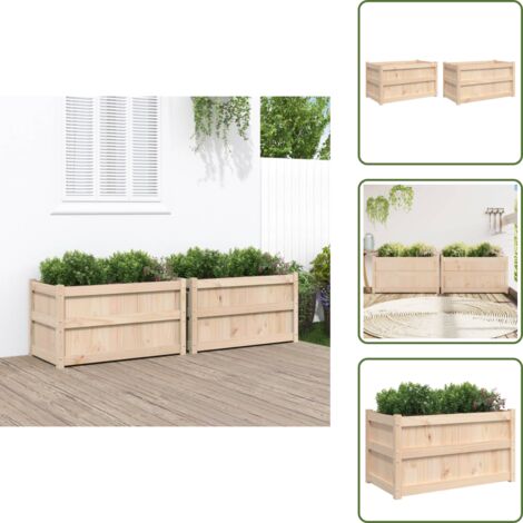 The Living Store Jardineras de exterior 2 unidades madera maciza de pino - Jardines de patio