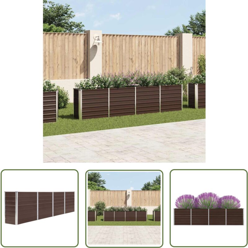 Jardinière 320x40x77 cm Acier galvanisé Marron - Jardinier Rectangular - Jardinière Extérieure - Pot De Fleurs Grand - Jardinière Acier Galvanisé