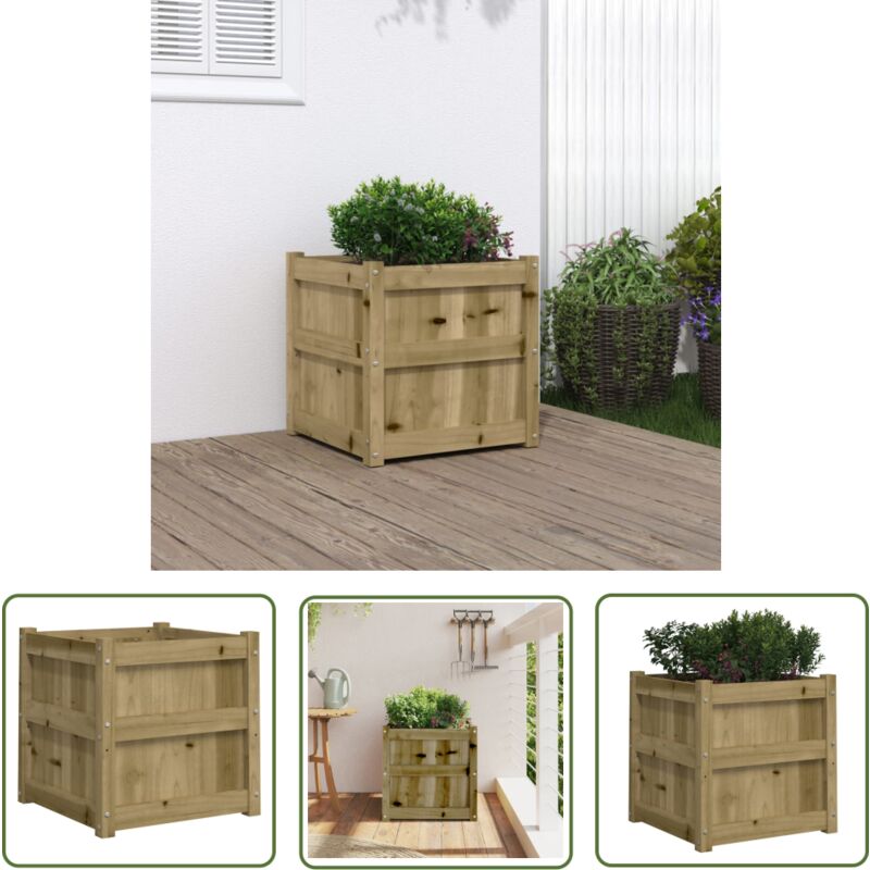 Jardinière 50x50x50 cm bois de pin imprégné - Jardinier - Pot De Fleurs - Extérieur - Balcon - Patio - The Living Store