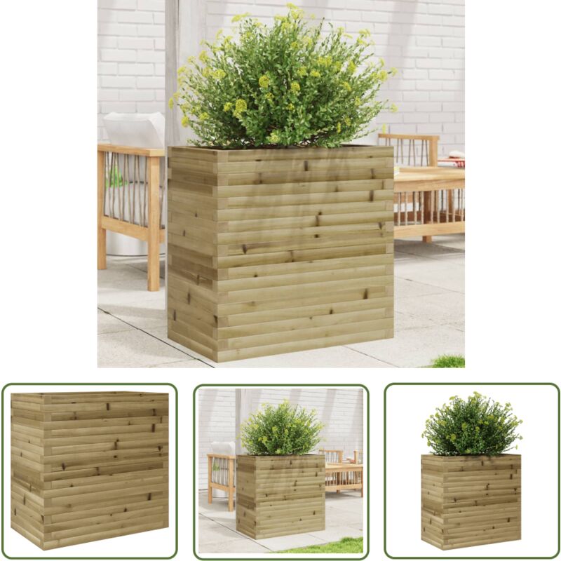The Living Store - Jardinière 70x40x68,5 cm bois de pin imprégné - Jardiniered'extérieure - Jardinière En Bois - Pot De Fleurs Extérieur - Décoration