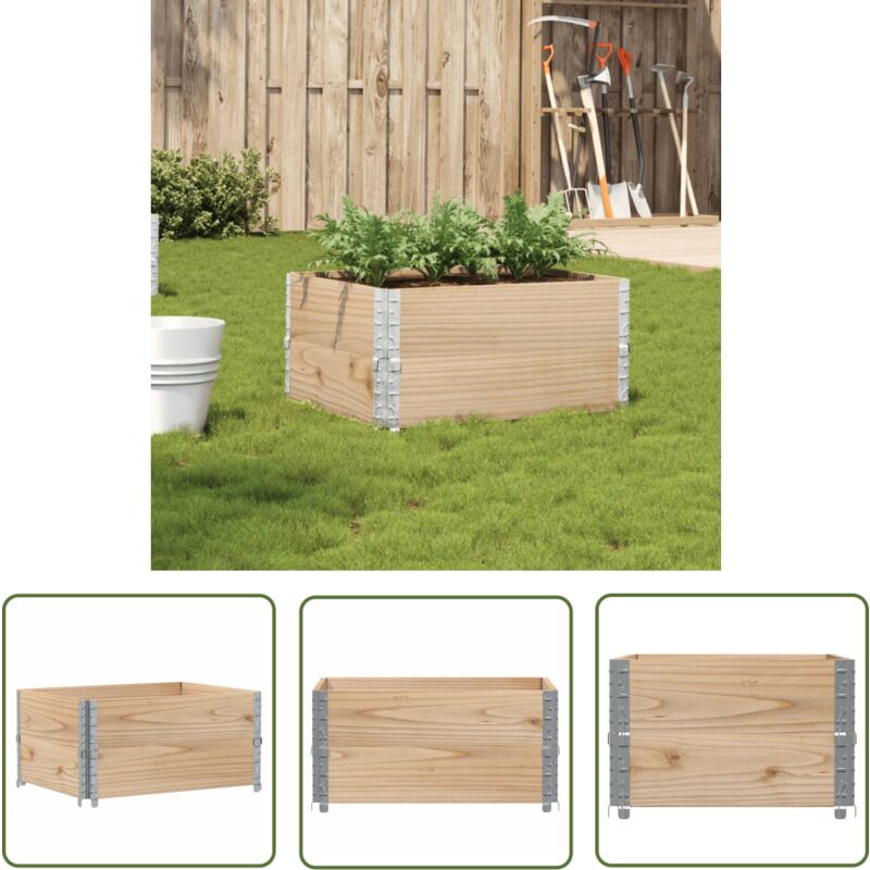 The Living Store Jardinière 80x60 cm bois de pin massif - Jardiniered'extérieure - Jardinière Bois - Pot De Fleurs Extérieur - Bac Plante