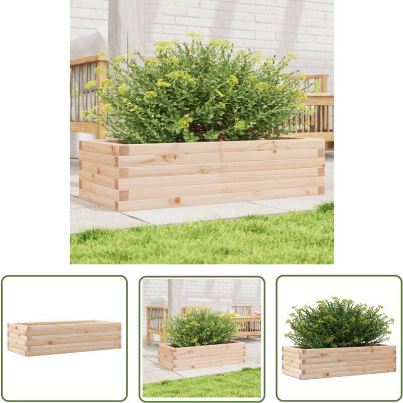 Jardinière 90x40x23 cm bois de pin massif - Jardinier - Pot De Fleurs - Bac à Plantation - Bois De Pin - Décoration Extérieure - The Living Store