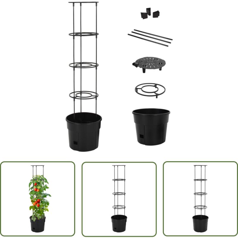 The Living Store - Jardinière à tomate Anthracite Ø29,5x115 cm Polypropylène - Jardinierea Tomate - Jardinière Extérieure - Bac à Plantation - Pots