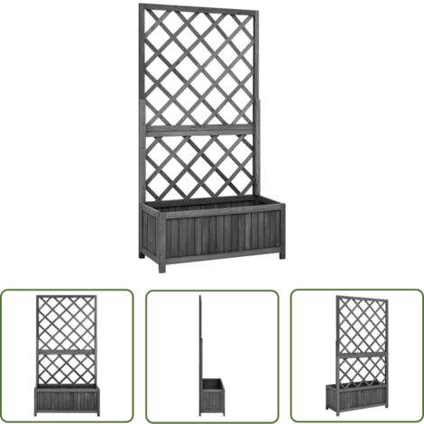 The Living Store Jardinière à treillis jardin Noir 70x30x135 cm Bois de sapin - Jardinière En Bois - Jardinière À Treillis - Pot De Fleurs Extérieur - Plante Grimpante - Décoration Jardin