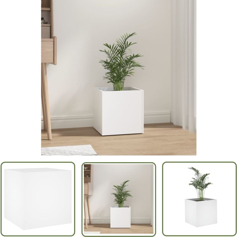 The Living Store Jardinière Blanc 40x40x40 cm Bois d'Ingénierie - Jardinieres En Bois - Pots De Fleurs Exterieur - Decoration Intérieure - Plante