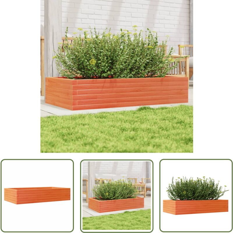 The Living Store Jardinière cire marron 110x60x23 cm bois de pin massif - Jardinieredécorative - Jardinière Extérieure - Pot De Fleurs En Bois