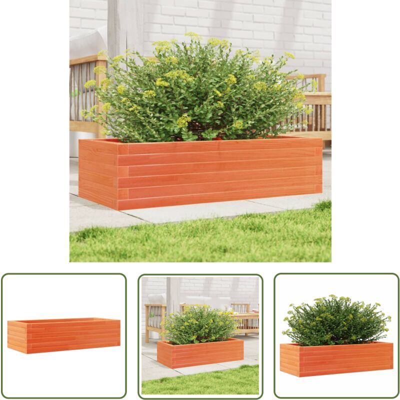 Jardinière cire marron 90x40x23 cm bois de pin massif - Jardinier - Pot De Fleurs - Bac à Plantation - Extérieur - Bois - The Living Store