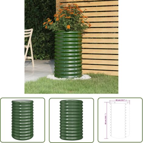 The Living Store Jardinière de jardin Acier enduit de poudre 40x40x68 cm Vert - Jardinière - Pots De Fleurs - Décoration Extérieure - Balcon - Patio