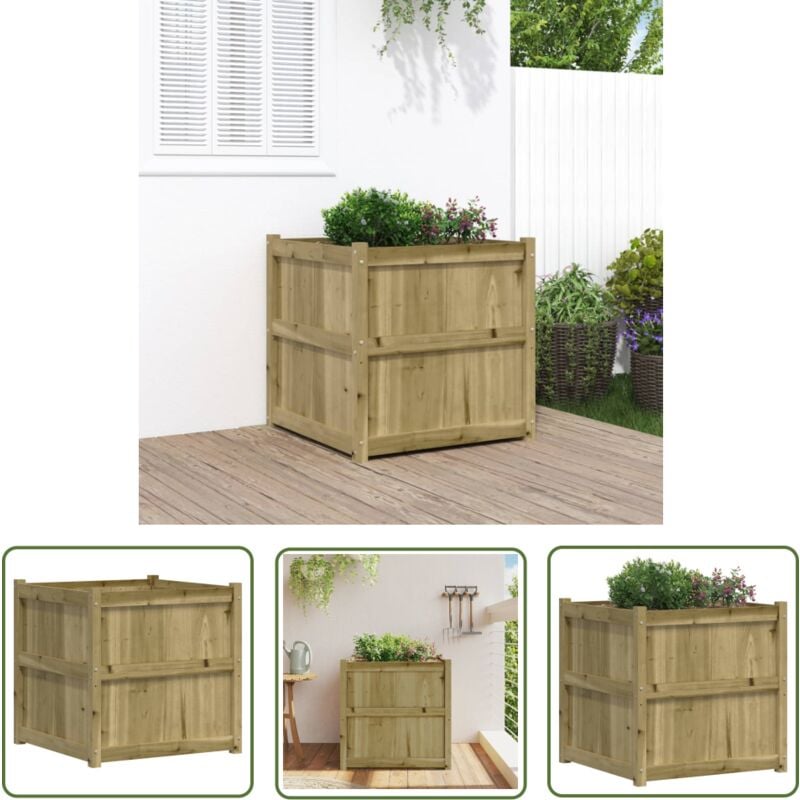 Jardinière d'extérieur 70x70x70 cm bois de pin imprégné - Jardin Extérieur - Jardinière Bois - Pot De Fleurs - Déco Jardin - Planter - The Living