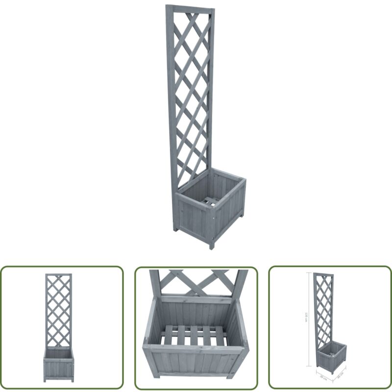 Jardinière en treillis 40x30x135 cm Bois de sapin massif - Jardinierre En Bois - Jardinière Avec Trellis - Pot De Fleurs En Bois - Décoration
