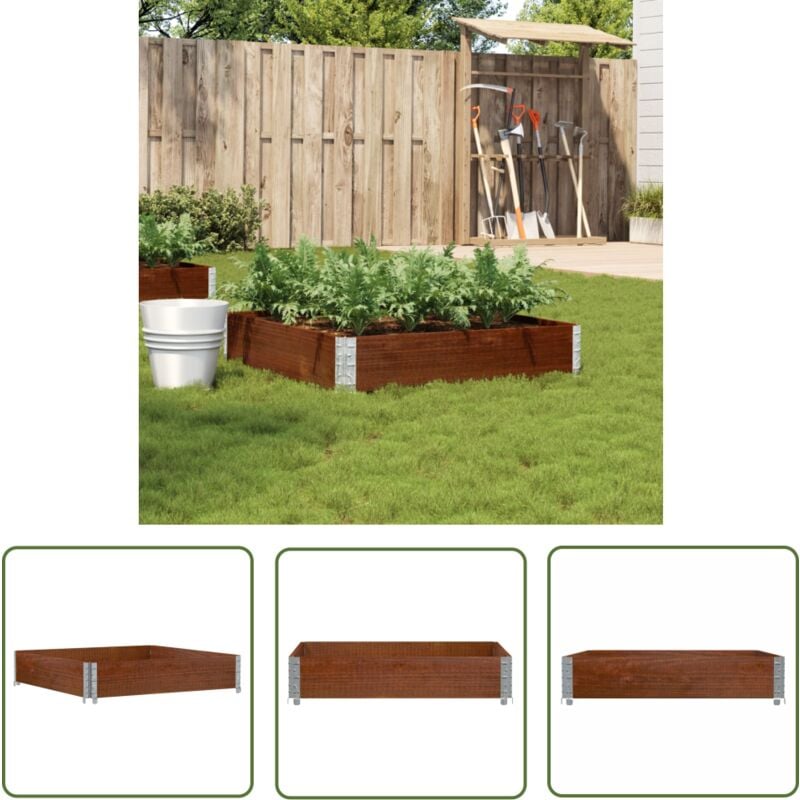 Jardinière marron 100x100 cm bois massif de pin - Jardiniered'extérieure - Jardinière Bois - Pot De Fleurs Extérieur - Bac Plante - Décoration Jardin