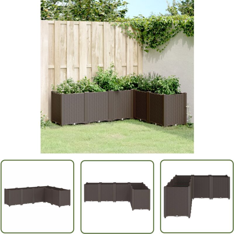 The Living Store - Jardinière marron 160x120x53 cm polypropylène - Jardiniered'extérieure - Jardinière En Polypropylène - Jardinière Design - Pots De