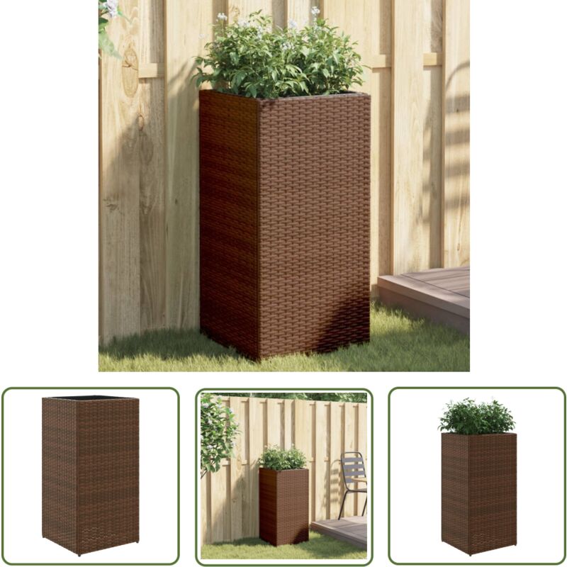 Jardinière marron 40x40x80 cm résine tressée - Jardiniereresine Tressée - Pot De Fleurs Extérieur - Déco Jardin - Jardinière Design - Bac à Fleurs