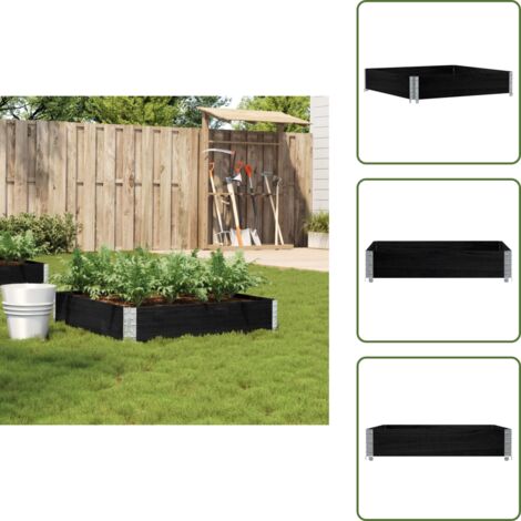 The Living Store Jardinière noir 100x100 cm bois massif de pin - Jardinier Noire - Jardinière Bois - Pot Plante Extérieur - Bac Plantation - Décoration Jardin