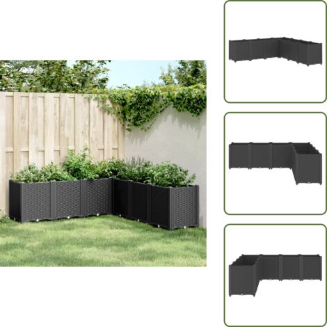 The Living Store Jardinière noir 160x160x53 cm polypropylène - Jardinier Noire - Jardinière Extérieure - Pot De Fleurs En Polypropylène - Jardinière Modulable - Jardinière Design