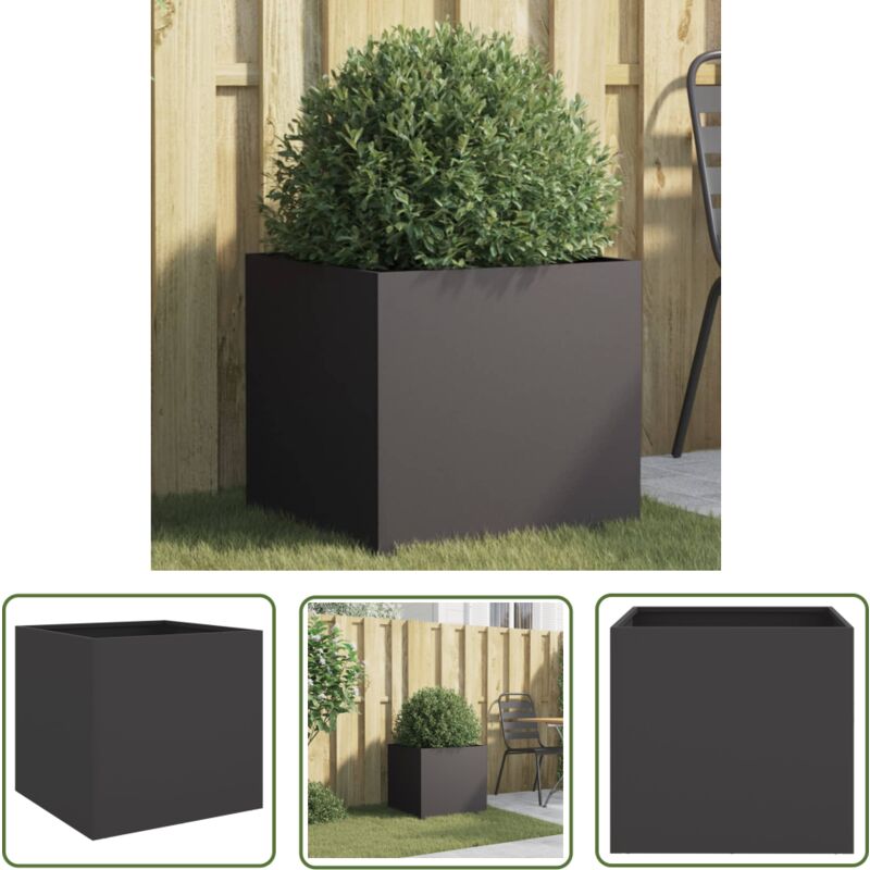 Jardinière noir 49x47x46 cm acier - Jardin - Balcon - Terrasse - Pot De Fleurs - Jardinière - The Living Store