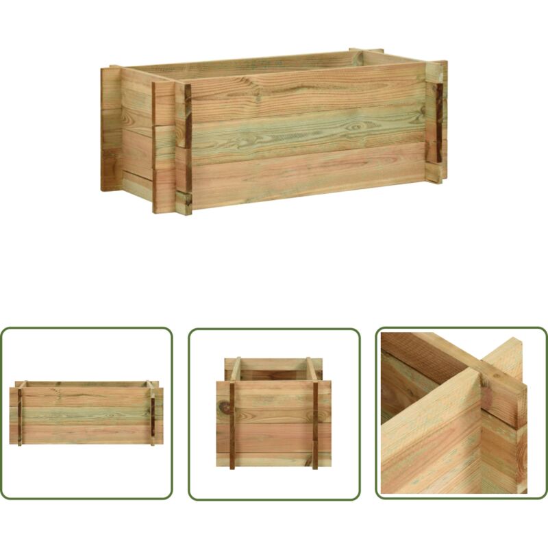 Jardinière surélevée pour légumes Bois de pin imprégné 80 cm - Jardinier - Pots De Fleurs - Bacs De Plantation - Décoration Extérieure - Bois Traité