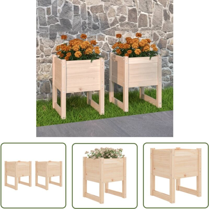 Jardinières 2 pcs 40x40x52,5 cm Bois massif de pin - Jardiniere - Pot De Fleurs - Balcon - Patio - Bois Massif - The Living Store