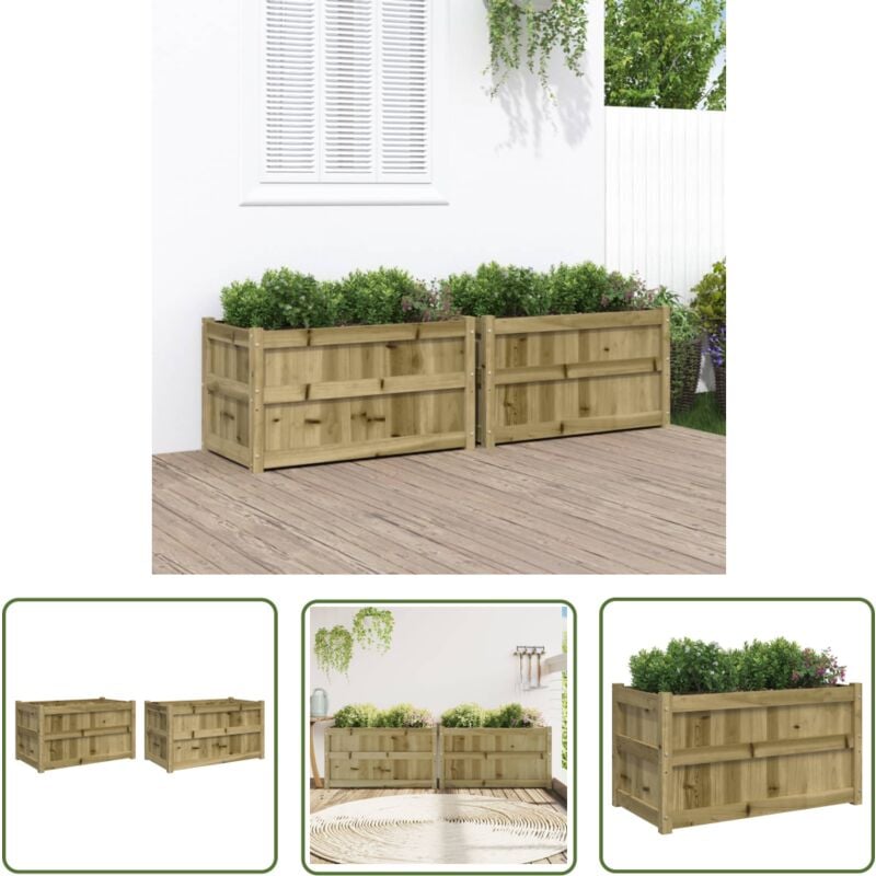 Jardinières 2 pcs bois de pin imprégné - Jardiniere Bois - Jardinerie - Decoration Exterieur - Pot Plante - Balcon - The Living Store